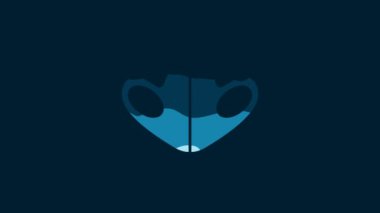 White Medical protective mask icon isolated on blue background. 4K Video motion graphic animation.