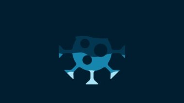 White Virus icon isolated on blue background. Corona virus 2019-nCoV. Bacteria and germs, cell cancer, microbe, fungi. 4K Video motion graphic animation.