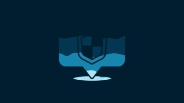 White Location shield icon isolated on blue background. Insurance concept. Guard sign. Security, safety, protection, privacy concept. 4K Video motion graphic animation.
