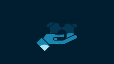 White House insurance icon isolated on blue background. Security, safety, protection, protect concept. 4K Video motion graphic animation.