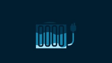 White Heating radiator icon isolated on blue background. 4K Video motion graphic animation.