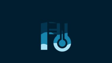 White Meteorology thermometer measuring icon isolated on blue background. Thermometer equipment showing hot or cold weather. 4K Video motion graphic animation.