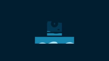 White Security camera icon isolated on blue background. 4K Video motion graphic animation.
