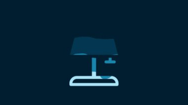 White Table lamp icon isolated on blue background. 4K Video motion graphic animation.