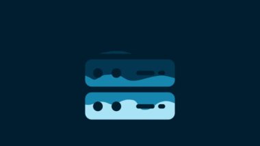 White Server, Data, Web Hosting icon isolated on blue background. 4K Video motion graphic animation.
