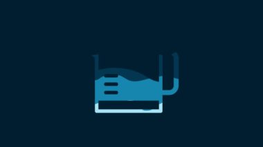 White Electric kettle icon isolated on blue background. Teapot icon. 4K Video motion graphic animation.