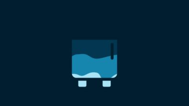 White Refrigerator icon isolated on blue background. Fridge freezer refrigerator. Household tech and appliances. 4K Video motion graphic animation.
