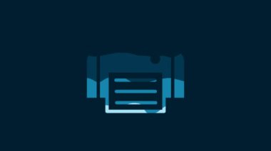 White Printer icon isolated on blue background. 4K Video motion graphic animation.
