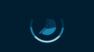 White Clock icon isolated on blue background. Time symbol. 4K Video motion graphic animation.
