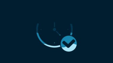 White Clock icon isolated on blue background. Time symbol. 4K Video motion graphic animation.