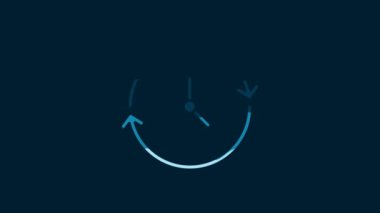 White Clock icon isolated on blue background. Time symbol. 4K Video motion graphic animation.