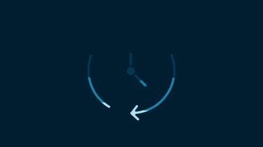 White Clock icon isolated on blue background. Time symbol. 4K Video motion graphic animation.