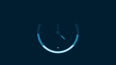 White Clock icon isolated on blue background. Time symbol. 4K Video motion graphic animation.