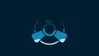 White Car motor ventilator icon isolated on blue background. 4K Video motion graphic animation.