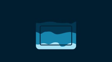 White Canister for motor machine oil icon isolated on blue background. Oil gallon. Oil change service and repair. Engine oil sign. 4K Video motion graphic animation.