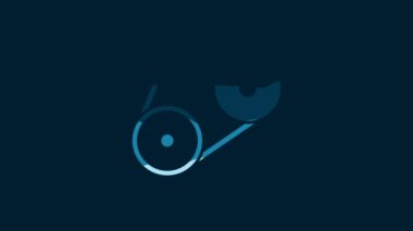 White Timing belt kit icon isolated on blue background. 4K Video motion graphic animation.