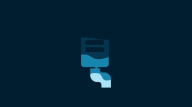 White Car muffler icon isolated on blue background. Exhaust pipe. 4K Video motion graphic animation.