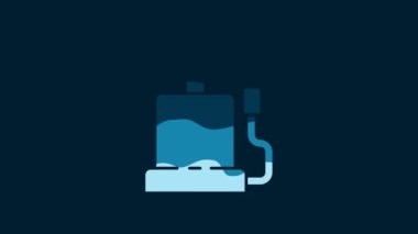 White Car air pump icon isolated on blue background. 4K Video motion graphic animation.