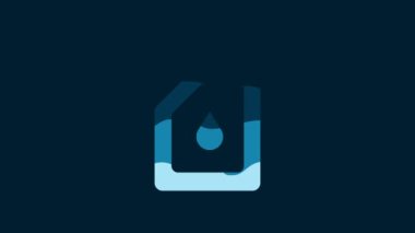 White Canister for motor machine oil icon isolated on blue background. Oil gallon. Oil change service and repair. Engine oil sign. 4K Video motion graphic animation.