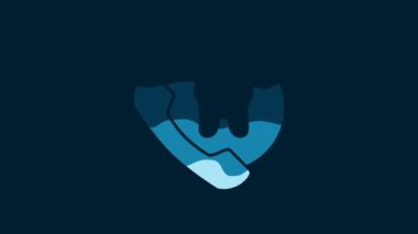 White Online dental care icon isolated on blue background. Dental service information call center. 4K Video motion graphic animation.