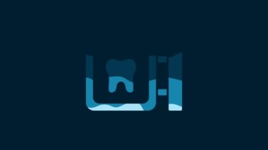 White Dental clinic location icon isolated on blue background. 4K Video motion graphic animation.
