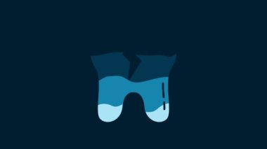 White Broken tooth icon isolated on blue background. Dental problem icon. Dental care symbol. 4K Video motion graphic animation.