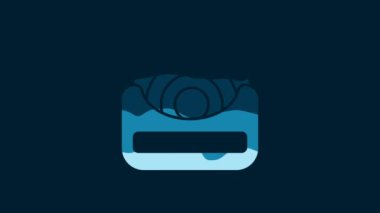 White Dental floss icon isolated on blue background. 4K Video motion graphic animation.