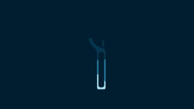 White Dental floss icon isolated on blue background. 4K Video motion graphic animation.