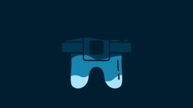 White Teeth with braces icon isolated on blue background. Alignment of bite of teeth, dental row with with braces. Dental concept. 4K Video motion graphic animation.