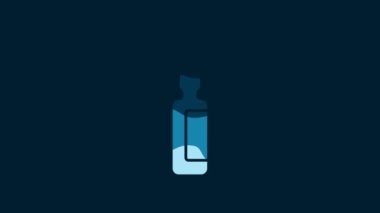 White Toothache painkiller tablet icon isolated on blue background. Tooth care medicine. Capsule pill and drug. Pharmacy design. 4K Video motion graphic animation.