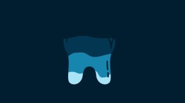 White Tooth whitening concept icon isolated on blue background. Tooth symbol for dentistry clinic or dentist medical center. 4K Video motion graphic animation.