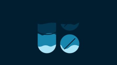 White Toothache painkiller tablet icon isolated on blue background. Tooth care medicine. Capsule pill and drug. Pharmacy design. 4K Video motion graphic animation.