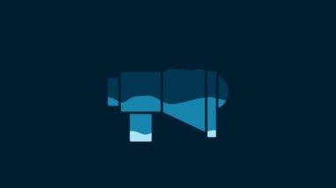 White Megaphone icon isolated on blue background. Speaker sign. 4K Video motion graphic animation.