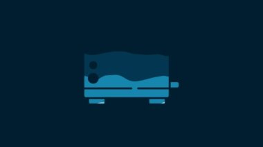 White Toaster icon isolated on blue background. 4K Video motion graphic animation.