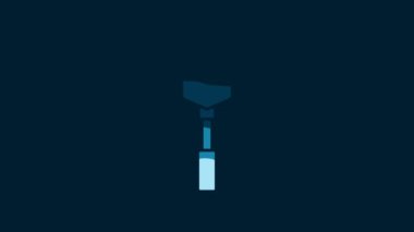 White Spatula icon isolated on blue background. Kitchen spatula icon. BBQ spatula sign. Barbecue and grill tool. 4K Video motion graphic animation.