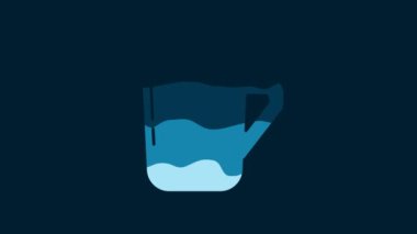 White Coffee cup icon isolated on blue background. Tea cup. Hot drink coffee. 4K Video motion graphic animation.