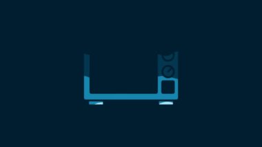 White Microwave oven icon isolated on blue background. Home appliances icon. 4K Video motion graphic animation.