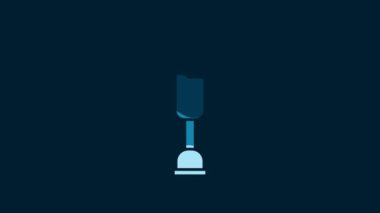 White Blender icon isolated on blue background. Kitchen electric stationary blender with bowl. Cooking smoothies, cocktail or juice. 4K Video motion graphic animation.