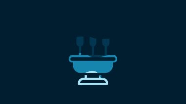 White Burning aromatic incense sticks icon isolated on blue background. 4K Video motion graphic animation.