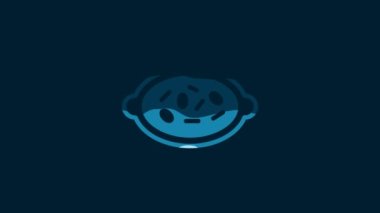 White Kheer in a bowl icon isolated on blue background. Traditional Indian food. 4K Video motion graphic animation.