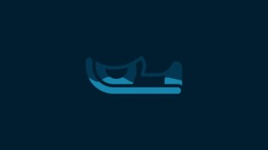 White Traditional indian shoes icon isolated on blue background. 4K Video motion graphic animation.