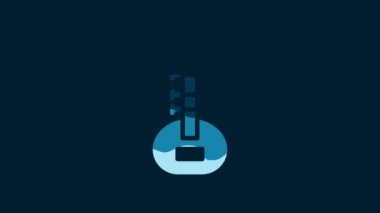 White Sitar classical music instrument icon isolated on blue background. 4K Video motion graphic animation.