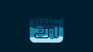 White Hindu swastika religious symbol icon isolated on blue background. 4K Video motion graphic animation.