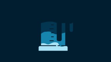 White Electric kettle icon isolated on blue background. Teapot icon. 4K Video motion graphic animation.