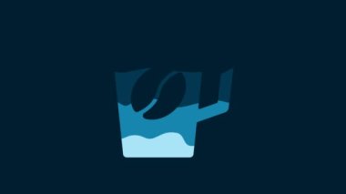 White Coffee cup icon isolated on blue background. Tea cup. Hot drink coffee. 4K Video motion graphic animation.