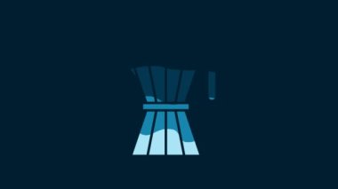 White Coffee maker moca pot icon isolated on blue background. 4K Video motion graphic animation.