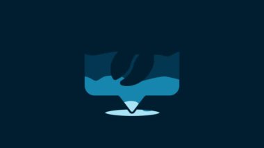 White Location with coffee bean icon isolated on blue background. 4K Video motion graphic animation.