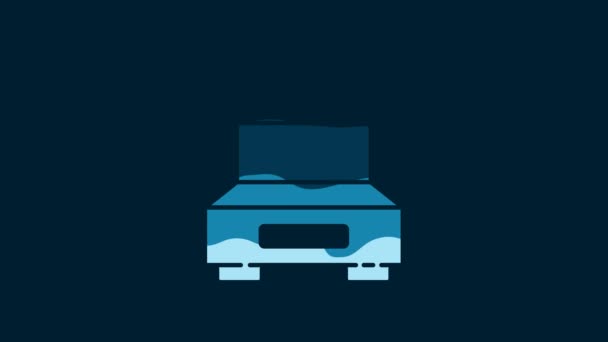 白色收银机 带有蓝色背景隔离的检查图标 出纳员签名Cashbox符号 4K视频运动图形动画 — 图库视频影像