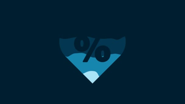 White Discount Percent Tag Heart Icon Isolated Blue Background Shopping — Wideo stockowe