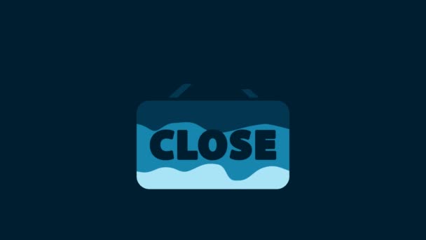 White Hanging Sign Text Closed Icon Isolated Blue Background Business — Vídeo de stock
